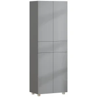 HOMCOM Storage Cabinet, Kitchen Cupboard with 3 Adjustable Shelves, 60L x 35W x 170H cm, High Gloss Grey(m-11)
