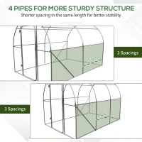 Outsunny Large Polytunnel Walk In Greenhouse, Plant Gardening Tunnel Green House with Metal Hinged Door, Galvanised Steel Frame & Mesh Windows, Green (3 x 2 m)(m-8)