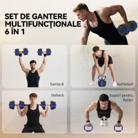 SPORTNOW Set Greutăți de Sală 4 în 1 de 30kg, Convertibil în Kettlebell, 2 Gantere, Haltere și Suport pentru Flotări, Roșu(m-4)