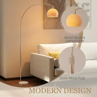 HOMCOM Floor Lamp for Living Room, Modern Standing Lamp with Shade & Foot Switch for Bedroom, Office, White(m-4)