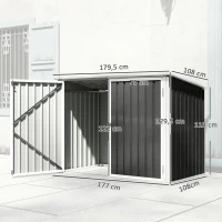 Outsunny Osłona na 2 pojemniki na śmieci z ocynkowanej stali z pokrywą, siłownikiem gazowym, podwójnymi drzwiami i otworami wentylacyjnymi(m-3)