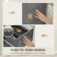 HOMCOM Storage Cabinet, Kitchen Cupboard with 3 Adjustable Shelves, 60L x 35W x 170H cm, High Gloss Grey(m-6)