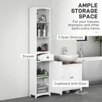 HOMCOM Szafka łazienkowa, wysoka, biała, z miejscem na pralkę(m-4)