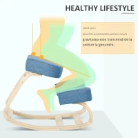 Vinsetto Scaun Ergonomic cu Suport pentru Genunchi din Lemn de Mesteacăn, 51x69x58 cm, Albastru(m-5)