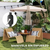 Outsunny Sombrilla Terraza Exterior Ø2,7 m Sombrilla con Inclinación Ajustable 3 Posiciones Manivela y Volante Caqui(m-6)
