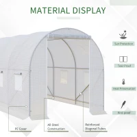 Outsunny 3.5 x 2 x 2 m Large Galvanised Steel Frame Outdoor Poly Tunnel Garden Walk-In Patio Greenhouse - White(m-16)