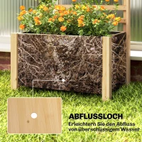 Outsunny Hochbeet mit Rankgitter Holz erhöhter Blumenkasten mit Spalier Abflussloch Vliesstoff 60 x 39 x 200 cm Naturholz(m-6)