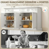 HOMCOM Buffet salon, meuble de rangement avec 3 tiroirs, 4 portes à fermeture douce et étagères réglables, blanc(m-4)