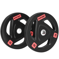 SPORTNOW Juego de 2 Discos de Pesas Olímpicos de 15 kg Agujero 50 mm de Hierro Fundido para Entrenamiento de Fuerza Negro