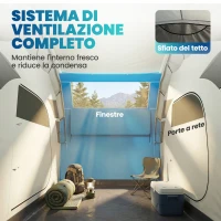 Outsunny Tenda da Campeggio Gonfiabile per 2-4 Persone con 2 Stanze, Facile da Montare, Blu(m-6)