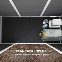 Outsunny Abri de jardin en plastique 10 x 4 pieds, avec plancher, effet bois gris(m-4)