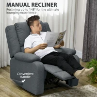 HOMCOM Fotel relaksacyjny manualny, funkcja leżenia, ciemnoszary(m-4)
