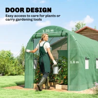 Outsunny 4 x 2 x 2 m Polytunnel Greenhouse with Roll-up Door and 6 Mesh Windows, Walk-in Garden Tunnel Warm House Tent with UV-resistant PE Cover and Galvanised Steel Frame, Green(m-5)