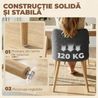HOMCOM Set 2 Scaune Moderne cu Tapițerie din In, Șezut Confortabil, Spătar Curbat, Picioare din Lemn, Asamblare Ușoară pentru Bucătărie, Cameră, Living.(m-7)
