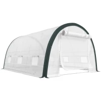 Outsunny 4 x 3(m) Walk-In Tunnel Greenhouse, with Accessories - White(m-1)