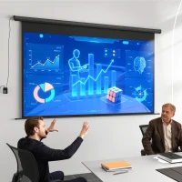 HOMCOM Écran de projection motorisé 120 pouces, 16:9 4K HD, fixation mural ou plafond avec télécommande, 297x8x183cm(m-9)