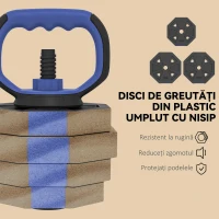 SPORTNOW Set Greutăți de Sală 4 în 1 de 30kg, Convertibil în Kettlebell, 2 Gantere, Haltere și Suport pentru Flotări, Roșu(m-7)