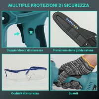 Outsunny Mini motosega a batteria 20,3 cm 6000mAh 580W asta telescopica Blu(m-7)