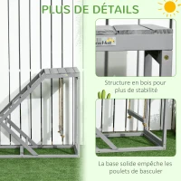 PawHut Perchoir en bois pour poule, aire de jeux en bois pour poules avec balançoire, échelle, plateforme, 96 x 40 x 71 cm, gris(m-6)