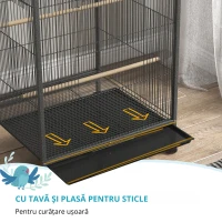 Pawhut Colivie pentru Pasari – 48×46×74 cm cu Suport Rulant(m-6)