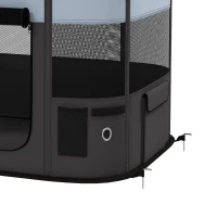 PawHut Țarc de Joacă pentru Animale de Companie cu 7 Ferestre, 3 Uși și 2 Pungi de Depozitare, Gard pentru Câini din Țesătură și Oțel Oxford, 84x64x53 cm, Negru(m-12)