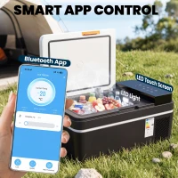 Outsunny Compressorkoelbox 20L -20℃ tot 20℃ Elektrische Koelbox met APP-bediening LED-verlichting USB-aansluiting Batterijbescherming(m-6)