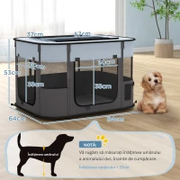 PawHut Țarc de Joacă pentru Animale de Companie cu 7 Ferestre, 3 Uși și 2 Pungi de Depozitare, Gard pentru Câini din Țesătură și Oțel Oxford, 84x64x53 cm, Negru(m-3)