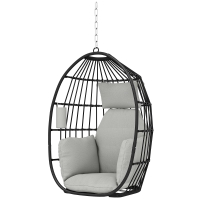 Outsunny Fauteuil suspendu, fauteuil œuf suspendu, panier pliable, coussins rembourrés, porte-gobelet, oreiller, gris foncé