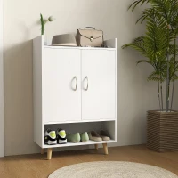 HOMCOM Schoenenkast schoenenrek met deuren en planken voor hal entree wit(m-9)