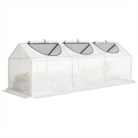 Outsunny Serre de jardin mini serre 3 fenêtres enroulables couverture en PE haute densité 140 g/m² 180 x 60 x 60 cm blanc(m-11)