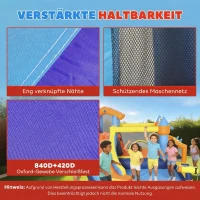 AIYAPLAY 8-in-1 Hüpfburg mit Gebläse Rutsche Planschbecken Trampolin Kletterwand für Indoor Outdoor 350x325x210cm Mehrfarbig(m-5)