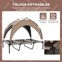 PawHut Cama para Perros Elevada con Toldo Marco de Acero y Bolsa de Transporte para Interior y Exterior 106x76x94 cm Café(m-5)