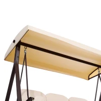 Outsunny Balancelle de Jardin 3 Places Grand Confort Toit Inclinaison réglable Coussins Plateaux rétractables 121x208x172cm beige(m-8)