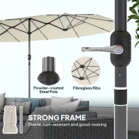 Outsunny Podwójny parasol ogrodowy 436x260 cm, UV, stal, beżowy(m-5)