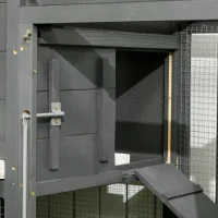 PawHut Gallinero para Exterior Grande de Madera 300x66x116 cm con Nido Corral Bandeja Extraíble Techo Asfáltico Rampa Gris(m-9)