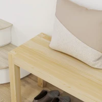 HOMCOM Ławka z drewna sosnowego, Ławka kuchenna, Drewno lite, 3-osobowa, 120 cm x 33 cm x 45 cm, Naturalna(m-8)