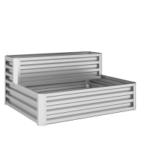 Outsunny Jardinera Exterior de Acero Galvanizado con Diseño de Escalera Base Abierta para Cultivos Plantas 120x101x58 cm Plata