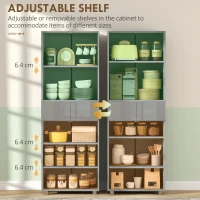 HOMCOM Storage Cabinet, Kitchen Cupboard with 3 Adjustable Shelves, 60L x 35W x 170H cm, High Gloss Grey(m-5)