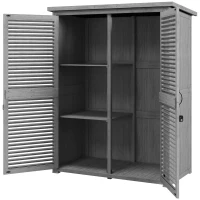 Outsunny Armoire de Jardin 0,83 m² 127x65x168 cm avec 2 portes à persiennes 2 étagères 2 poignées et toit imperméable Gris(m-1)