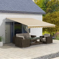 Outsunny Markiza z ramieniem, ręczna korba, 3,5 x 2,5 m, Żółto-szara(m-2)