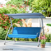 Outsunny Cushion Set for Hollywood Swing 170 cm Seat Cushion Swing Cushion Garden Swing Garden Cushion Back Cushion Side Cushion Blue(m-7)