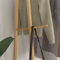 HOMCOM Garderobenständer mit Schuhablage, Hutablage, Bambusrahmen, 110x42x152cm, Natur(m-7)