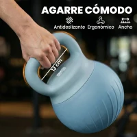 SPORTNOW Pesa Rusa 8 kg Kettlebell Relleno de Arena Metálica y Mango Antideslizante para Entrenamiento 27x20x20 cm Azul Claro(m-5)