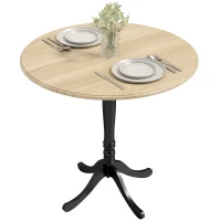 HOMCOM Table à manger ronde pour 4 personnes Ø 80 cm, table de cuisine, piétement en acier, style moderne, bois naturel et noir(m-11)