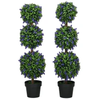 Zestaw 2 szt. sztucznych drzew lawendowych 110 cm z kulami(m-1)