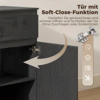 HOMCOM Modernes Sideboard, Stauraum-Sideboard mit 5 Schubladen, verstellbarem Regal, Soft-Close-Tür, Schwarz Hochglanz(m-7)