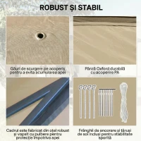 Outsunny Faltpavillon, Gartenpavillon, Metall und Stoffplane, Netzvorhänge, Entwässerungslöcher, 330L x 330B x 288H cm, Beige(m-7)