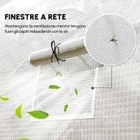 Outsunny Serra tunnel da giardino 24m² 8L x 3l x 2H m - 16 finestre, Porta avvolgibile con zip acciaio zincato, telo PE, Bianco(m-6)