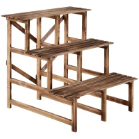 Outsunny Fioriera Portavasi a 3 Gradini in Legno di Abete in Grado di Supportare Fino a 80kg di Carico per Giardini, Terrazzi, Balconi e Appartamenti 80x80x78cm(m-1)