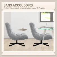 HOMCOM Fauteuil salon sans accoudoirs, chaise pivotante en tissu chenille imperméable, assise large, 75 x 95 x 90 cm, gris(m-6)